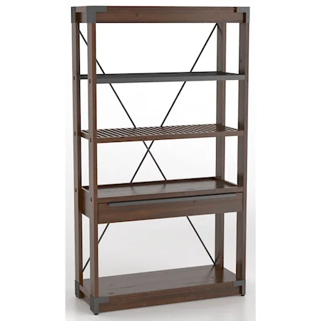 Customizable Wooden Bookcase with Metal Accent